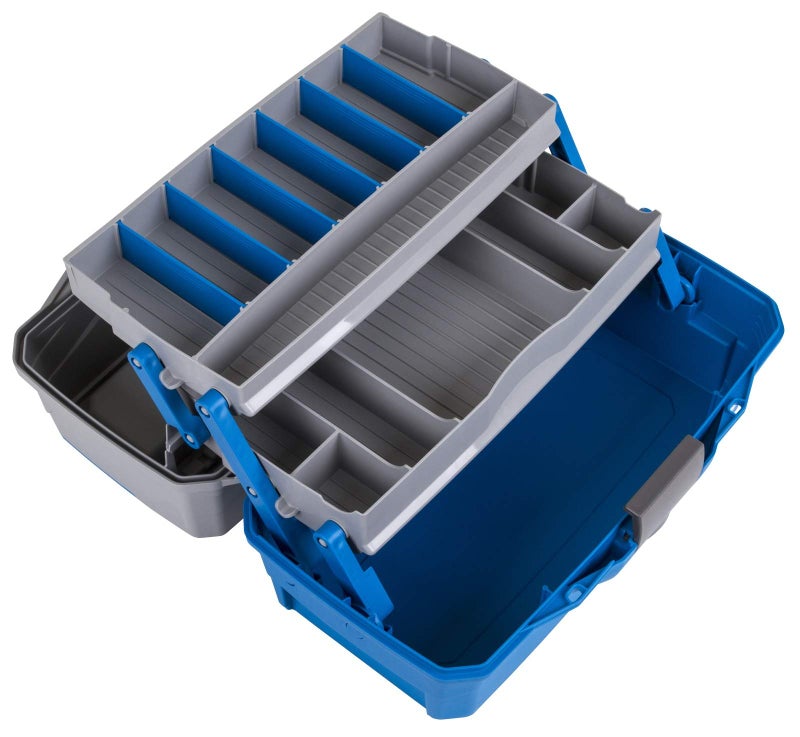 Flambeau Outdoors 6382TB 2-Tray Tackle Box - Classic Fishing Lure Storage Organizer, Medium Portable Tackle Box, 15 Tray Compartments, Blue/Gray - Image 3